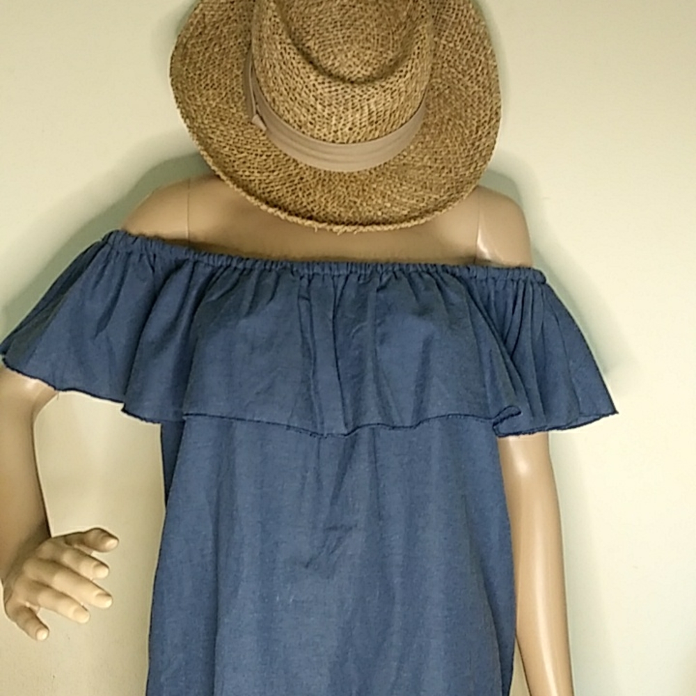 Haute mess off the shoulder dress.